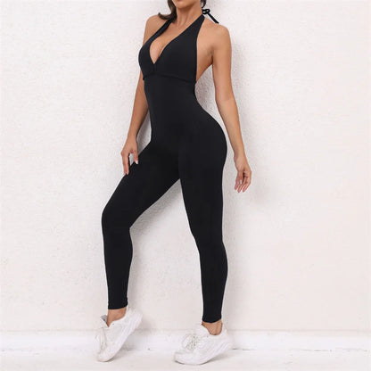 Fitness Jumpsuits Women Sports Bodysuit Scrunch Butt Romper Booty Leggings Push Up Yoga Pants Workout Clothing Gym Activewear
