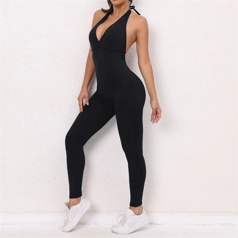 Fitness Jumpsuits Women Sports Bodysuit Scrunch Butt Romper Booty Leggings Push Up Yoga Pants Workout Clothing Gym Activewear