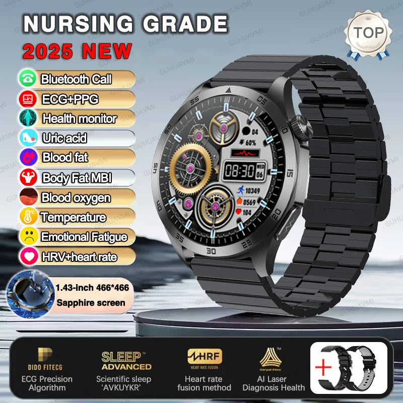 2025 New For Huawei ECG+PPG Laser Treatment Health Smart Watch Three highs Clock Blood pressure Heart rate Men HD Call Bracelet