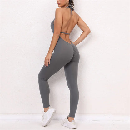 Fitness Jumpsuits Women Sports Bodysuit Scrunch Butt Romper Booty Leggings Push Up Yoga Pants Workout Clothing Gym Activewear