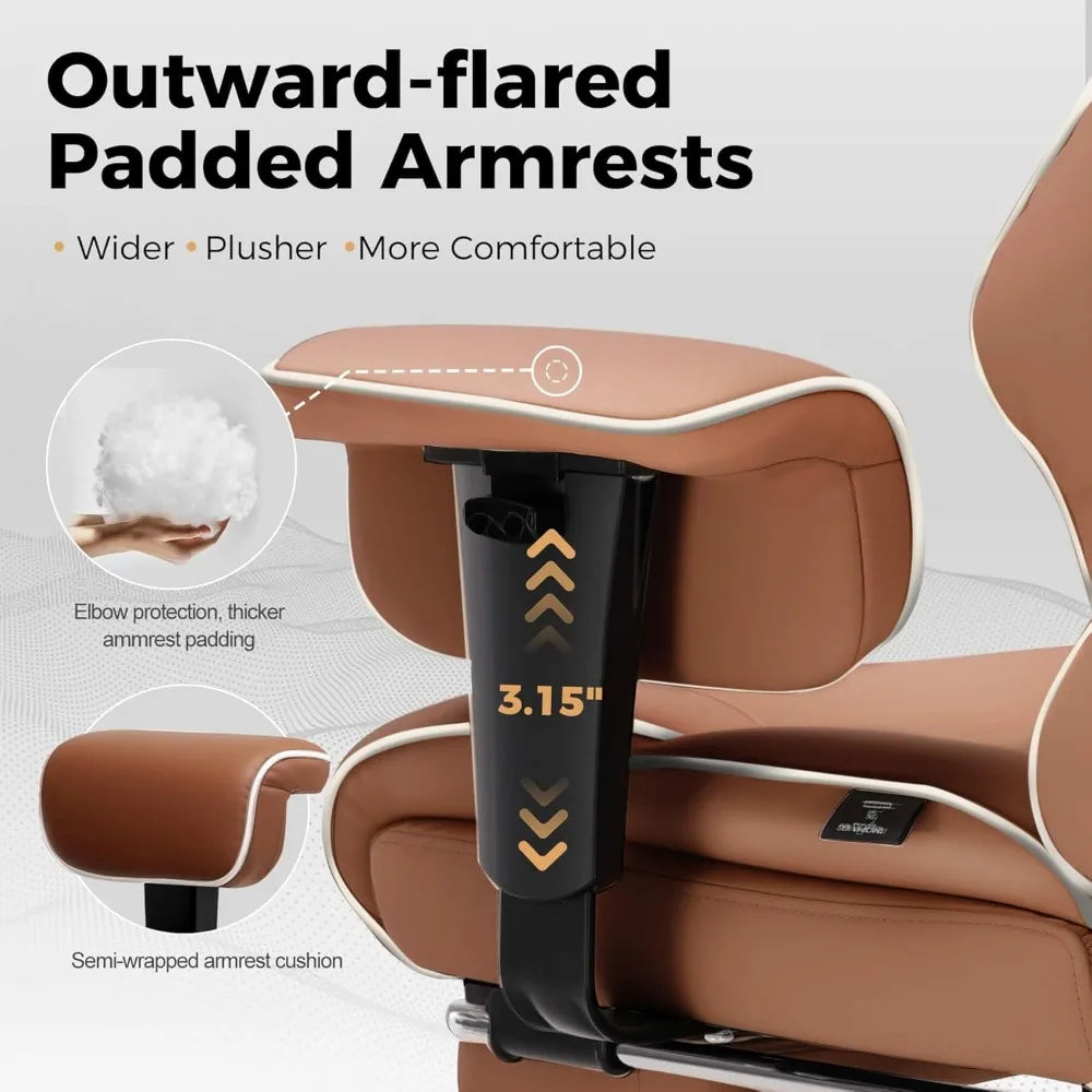 Big and Tall Office Chair 400lbs High Back Leather Executive Chair with Ergonomic Lumbar Support & Pocket Spring Cushion for Lo