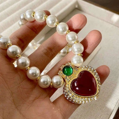 Draweye Winter Sweater Chain Vintage Heart Palace Style Neckalces for Women Pearls Fashion Hyperbole Collares Para Mujer