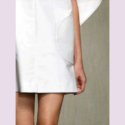 Yeezzi Fashion Black White Color Short Dress For Women 2024 New Spring Deep V-neck Half Sleeves Loose Prom Party Mini Dresses