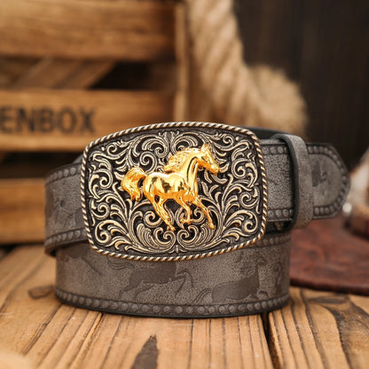 A Western-buckle PU belt suitable for both men and women, a unique and retro brown belt (with perforated nails included)