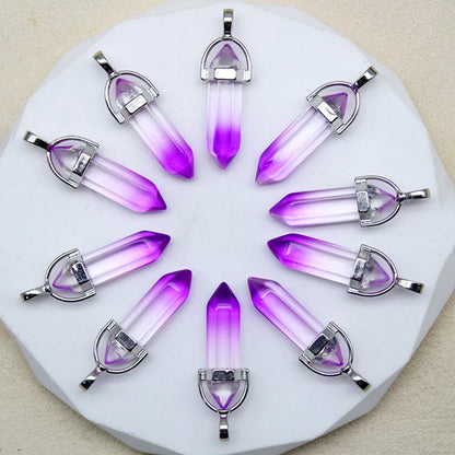 New Fashion Glass Colorfull Pillar Point Charm Pendants for Jewelry Pendants Making 24pcs/lot Wholesale Free Shipping