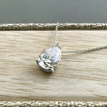 1/2/3/4CT Water Drop Moissanite Pendant Necklace for Women  Certified 925 Silver Pear Cut Solitaire Diamond Pendant Neckchain