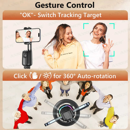 360°Rotating P05 AI Face Tracking Desktop Gimbal Stabilizer Intelligent Follow Shoot Gesture Control Cellphone Holder for iPhone