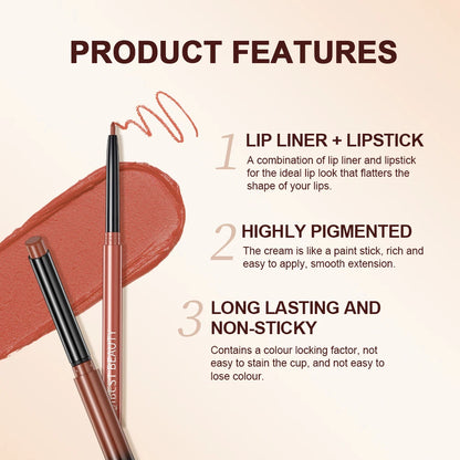 QIBEST Matte Nude Lipstick Pen Long Lasting Lipliner Lip Pencil Waterproof Lip Liner Contour Sexy Red Lip Makeup Set For Women