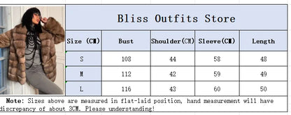 Women Patchwork Faux Fur Coat Elegant Contrast Full Sleeve Lapel Loose Long Staple Plush Jacket Winter High Street Outerwears