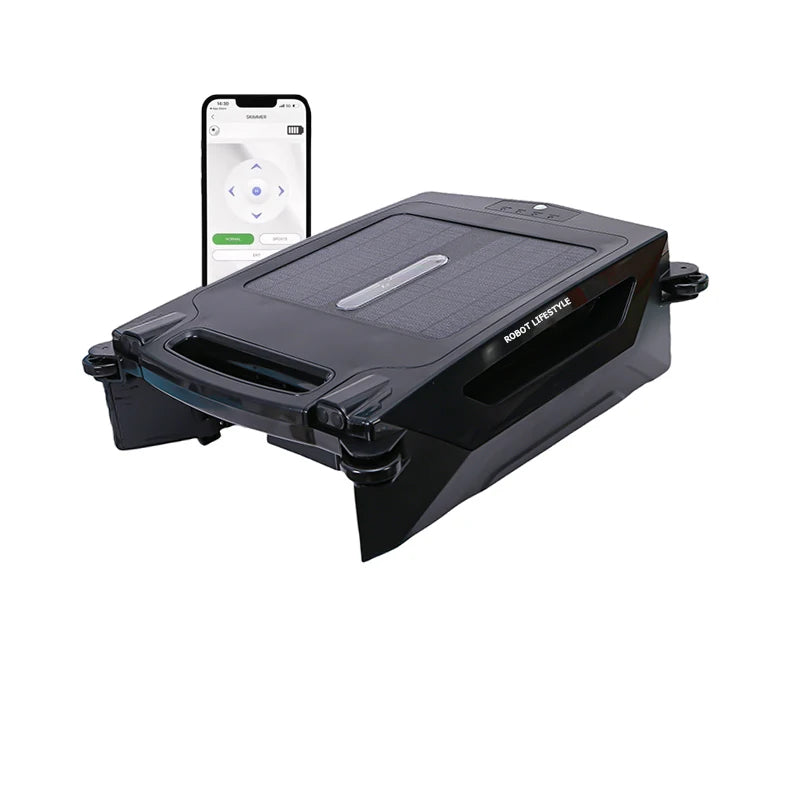 Robot Lifestyle Skimmer Swimming Pool Cleaner APP control, Robotic Water Cleaner S001A 5000mAh Lithium Battery, Solar Panel 10W