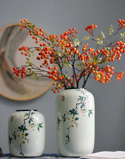 Chinese ceramic vase ornament, living room entrance floral art, home hydroponics creative simple round housewarming gift flower