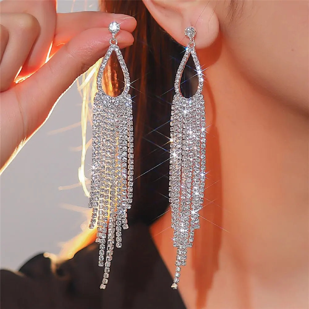 2PC Women's Fashion Copper Claw Chain Long Tassel Earrings Outdoor Travel Carnival Banquet Party Holiday Dressing Gift-233