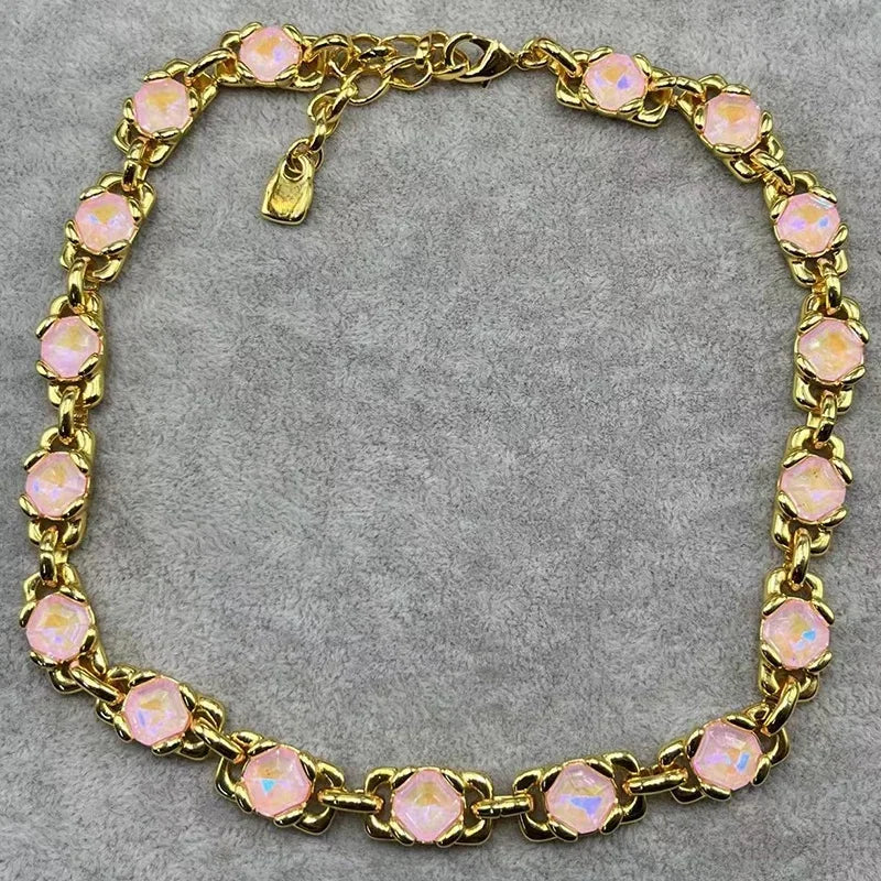 2025 Summer New Bestseller Shiny and Beautiful Blue Crystal Necklace, Women's Jewelry Gift