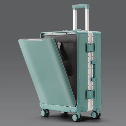 KLQDZMS Cabin Suitcase Travel Bag 20"24"26 Inch Boarding Box Aluminum Frame Trolley Case Front Opening Studen Laptop Luggage
