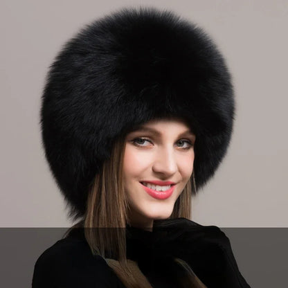 Hot Sale 100% natural Fox Fur Hat Women Cap Thick Fur Cap Winter Warm Hat Female Fashion For Women Hat With Earmuffs Hat