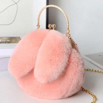 Cute Plush Rabbit Crossbody Bags for Women Korean Version Cute Purses and Handbags Girls New Rabbit Ear Shoulder Messenger Bag