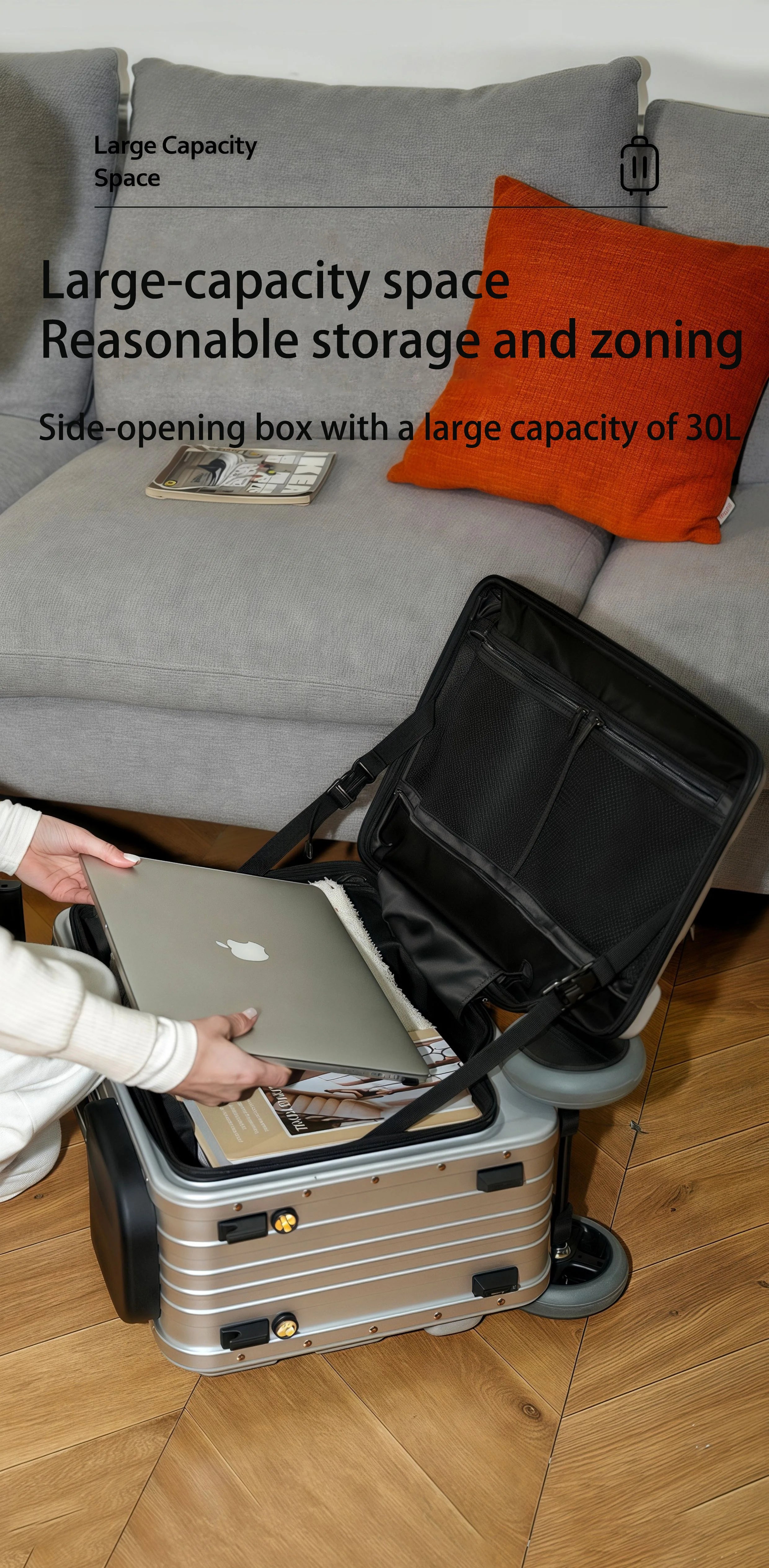 Deluxe Electric Scooter Luggage Children's Cabin Portable Smart Luggage Comfortable Seat Silver Trolley Multipurpose Bag...