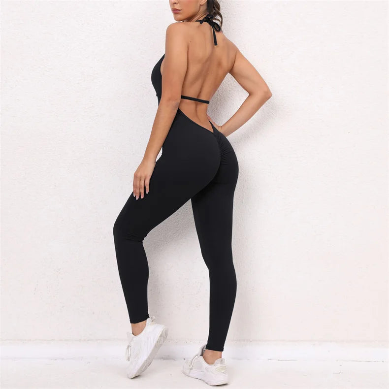 Fitness Jumpsuits Women Sports Bodysuit Scrunch Butt Romper Booty Leggings Push Up Yoga Pants Workout Clothing Gym Activewear