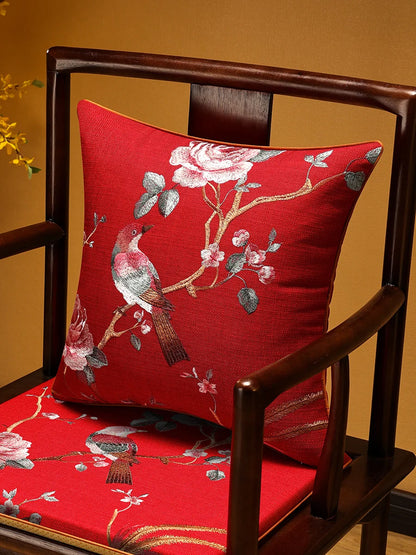 Embroidered Chinese Luxury Cushion Cover 45x45cm Elegant Crane Decorative Linen Pillowcase Living Room Sofa Autumn Pillow Covers