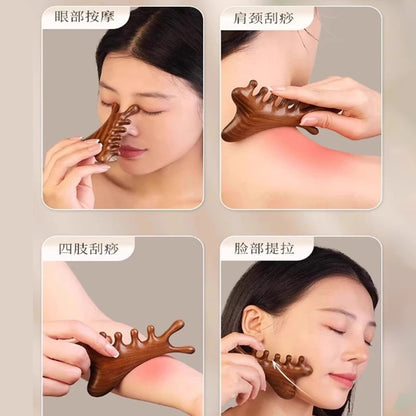Head Body Massager Neck Face Health Care Massage Tool Meridian Scalp Four-in-one Sandalwood Comb  Massage Acupoint Nose Scraper