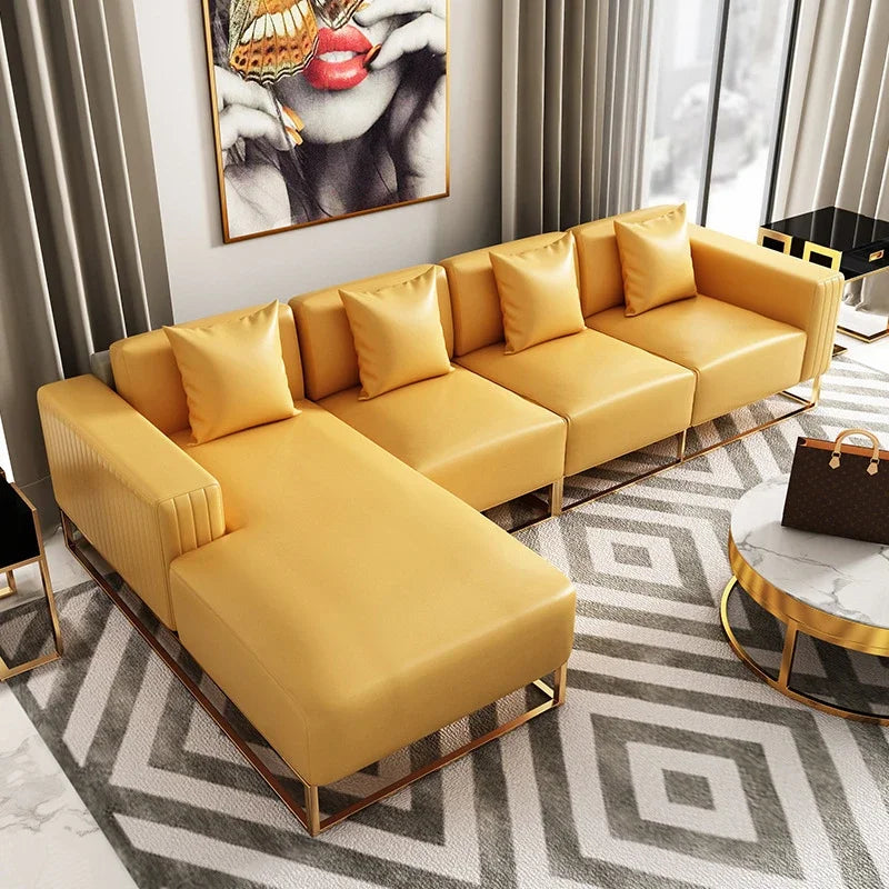 A Modern Design Corner Leather Couch Living Room Sofas Set Modular Home Furniture Sectional L Shaped Luxury Sofa |...