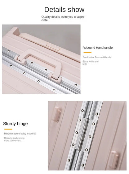 Travel Suitcase Aluminium Frame Wide Trolley Luggage Female Large Capacity Mute Universal Wheel Password Box Carry on...