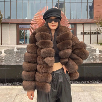 Hot selling winter sable fashion Finnish imported fox fur coat new lapel collar women high-end real fox fur jacket