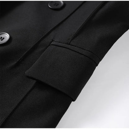 Elegant Blazer Pants Set Women Solid V-neck Long Sleeve Button Coat Wide Leg Trousers 2025 Autumn Fashion Office Lady Outfits