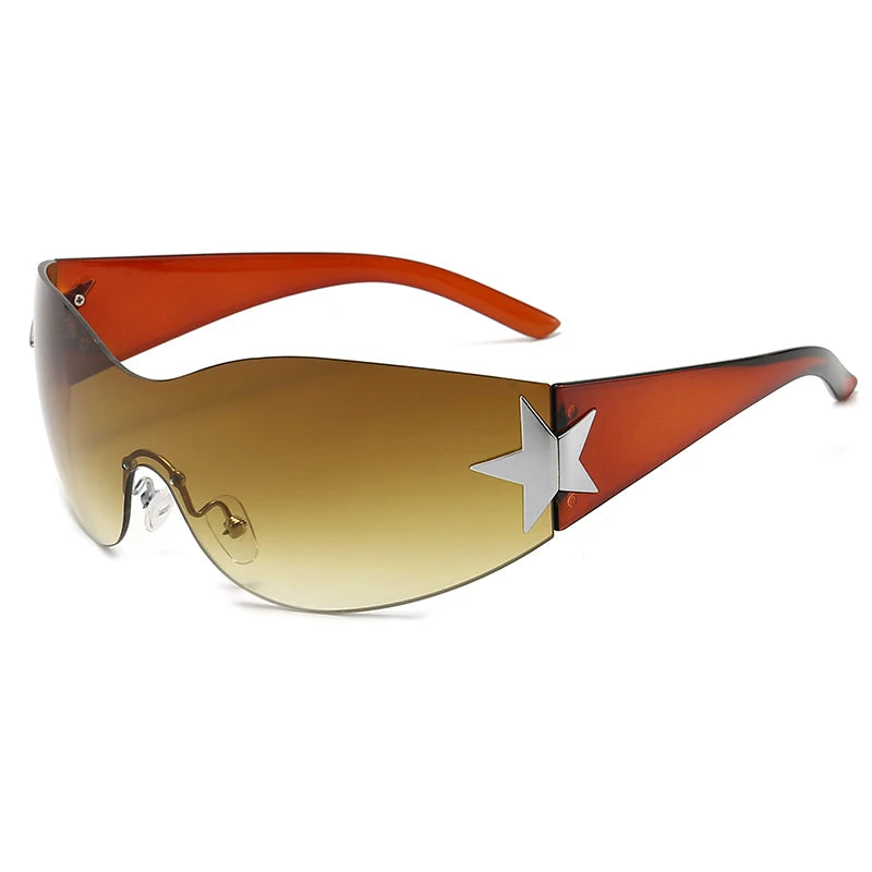 Fashion Sunglasses for Women Men Trendy Shield Wrap Around Sunglasses Oversized Fashion Frameless Sun Glasses