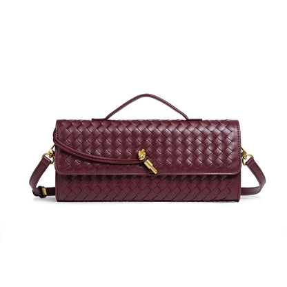 Handmade woven accordion bag for women, crossbody monk strap bag, horizontal clutch evening bag, versatile shoulder and crossbod - Kimlud