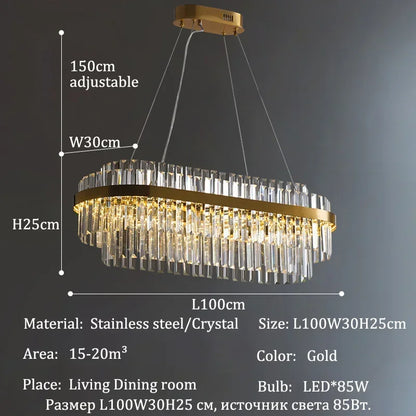 Modern Luxury Crystal Chandeliers Living Dining Room Bedroom Home Decor Pendant Lamp Duplex Villa Lustre Hanging Light Fixture - Kimlud