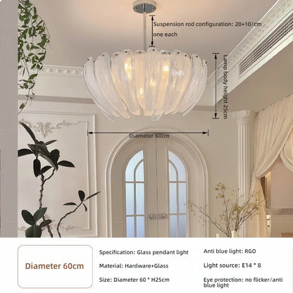 LED Flower Bud Home Living Room White Cloud Glass Pendant Light LED Lamp Ceiling Chandelier Italy Design Lighting Fixture Lustre - Kimlud