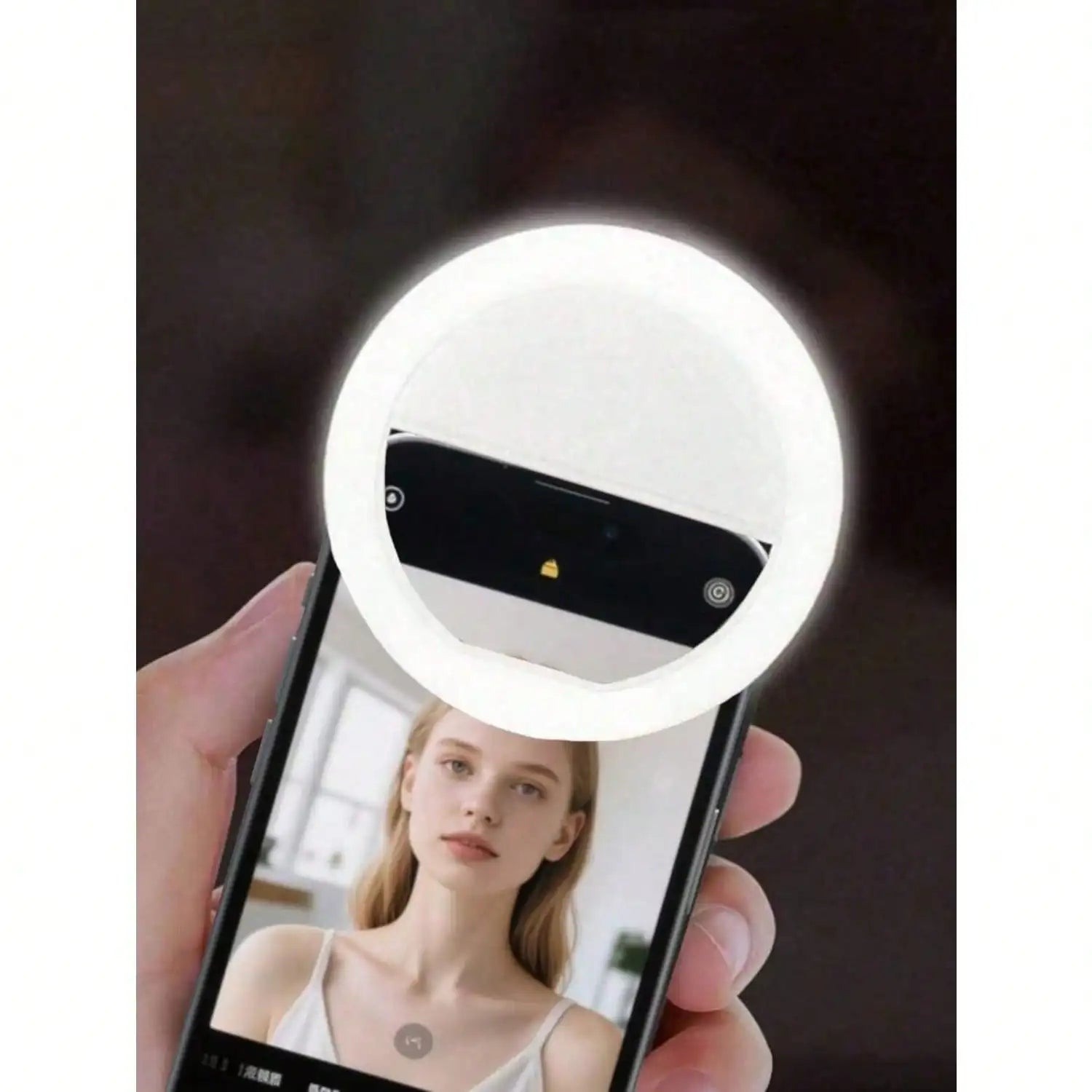 1pc Portable LED Selfie Light, USB Rechargeable Clip-On Ring Lamp With Adjustable 3-Level Brightness, Compact Travel Gadget