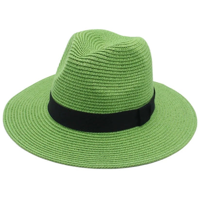 Spring and Summer Hot Selling Panama Straw Hat Square Black Ribbon Korean Style Hat for Men and Women Jazz Hat Panamahat