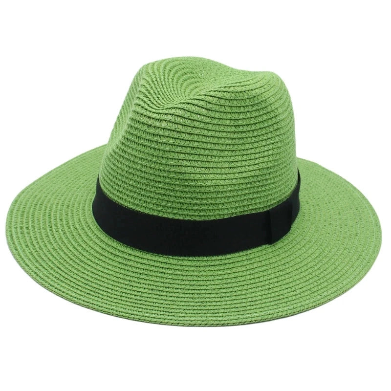 Spring and Summer Hot Selling Panama Straw Hat Square Black Ribbon Korean Style Hat for Men and Women Jazz Hat Panamahat