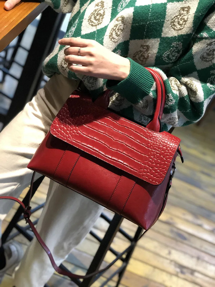 Oil Wax Cowhide Large-capacity Bags Women's 2022 New Fashion Business Casual Handbag Ladies Shoulder Leather Bag Popular Tote