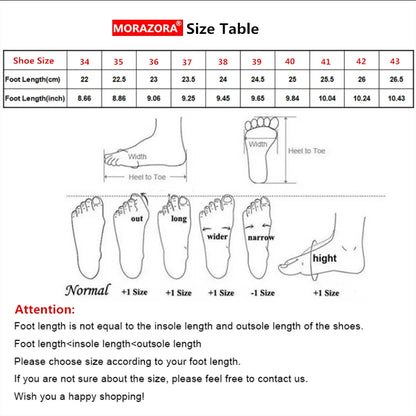 MORAZORA Genuine Leather Boots Women Square Mid Heels Black Brown Winter Boots Fashion Handmade Knee High Boots Ladies Shoes