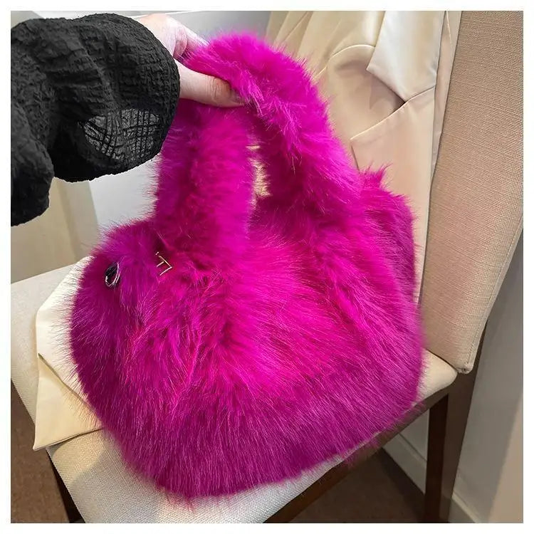 1 Pcs New Ladies Crossbody Large-capacity Plush Bag Handbag Imitation Fur Women's New Banquet Party Handbags Cute Bucket Bag