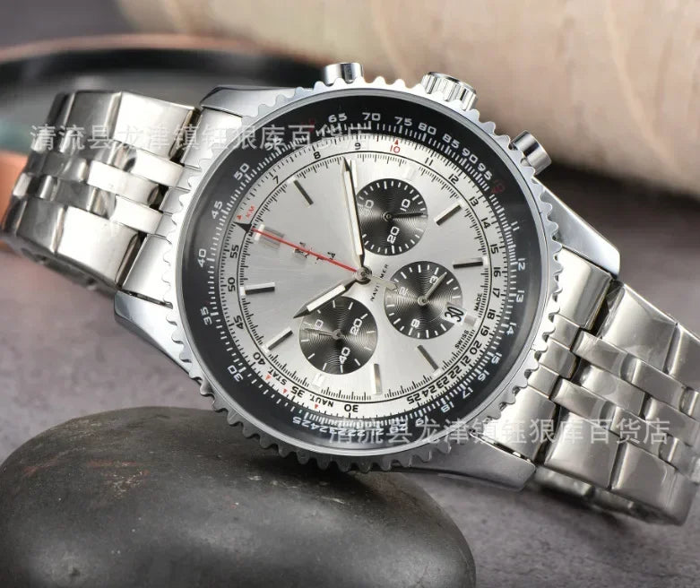 2025 Original Brand Men Watches Classic Multifunction Stainless Steel Automatic Date Watch Business Chronograph Quartz Watch