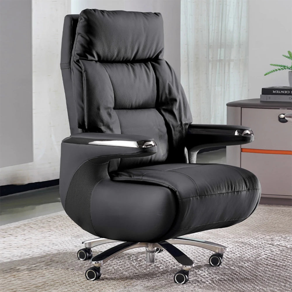 Contemporary Executive Recliner Chair Luxury Black Synthetic Leather Office Furniture Massage Feature for Boss Office Workers - Kimlud