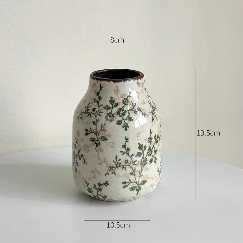 New Chinese ceramic vase dried flower water flower arrangement retro living room entrance decoration ornament small and fresh