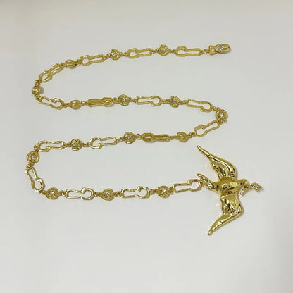 Luxury High Quality Alloy Peace Bird Long Chain Necklace Women Fashion Jewelry Birthday Party Dress Necklace Accessories