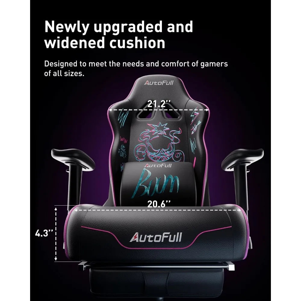 AutoFull C3 Gaming Chair, Ergonomic Wingless Cushion Computer Chair,PU Leather Racing Style Office Chair with Lumbar Support Pil - Kimlud