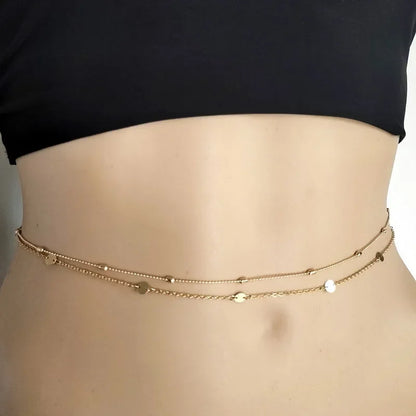 New Fashion Sexy Double Layer Pearl Chain for Women Waist Bead Belly Chain Belly Belt Summer Beach Body Jewelry Festival Gifts - Kimlud