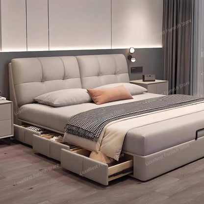 Barrier Accessories Double Bed Mattresses Stuff Luxury Bedroom Double Bed Headboards Loft Letto Matrimoniale Furniture Home