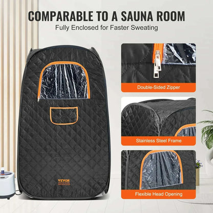 VEVOR Compact Portable Steam Sauna Tent 1200 Watt Home Therapeutic  for Detox Relaxation Time Remote Control Personal  for Home