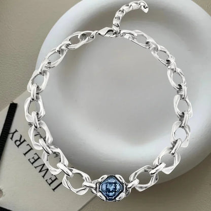 2025 Summer New Bestseller Shiny and Beautiful Blue Crystal Necklace, Women's Jewelry Gift