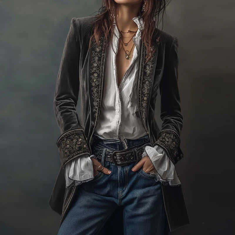 New V Neck Patchwork Elegant Chic Jackets, Women Spring Autumn Long Sleeve Fashion Coat, Casual Simple Ladies Cardigan Outerwear