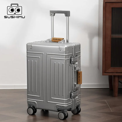 100% Aluminum-magnesium alloy Travel Suitcase Rolling Luggage 20/24/26 /28 inch Trolley Luggage Carry-On Cabin Suitcase