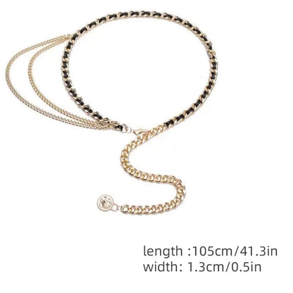 Fashion Metal Waist Chain Chain Strap Rope Adjustable Waist Belt Dress Shirt Decoration Waistband Women Waistband